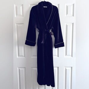 VALERIE STEVENS COTTON VELVET ELEGANT BATH ROBE with TASSELS LONG COZY Black L